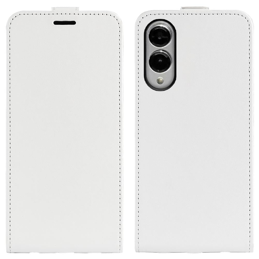 For Samsung Galaxy S25 Edge 5G R64 Texture Vertical Flip Leather Phone Case(White)