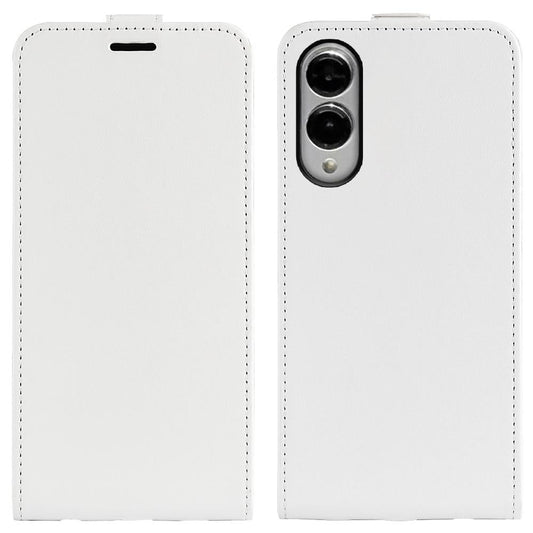 For Samsung Galaxy S25 Edge 5G R64 Texture Vertical Flip Leather Phone Case(White)