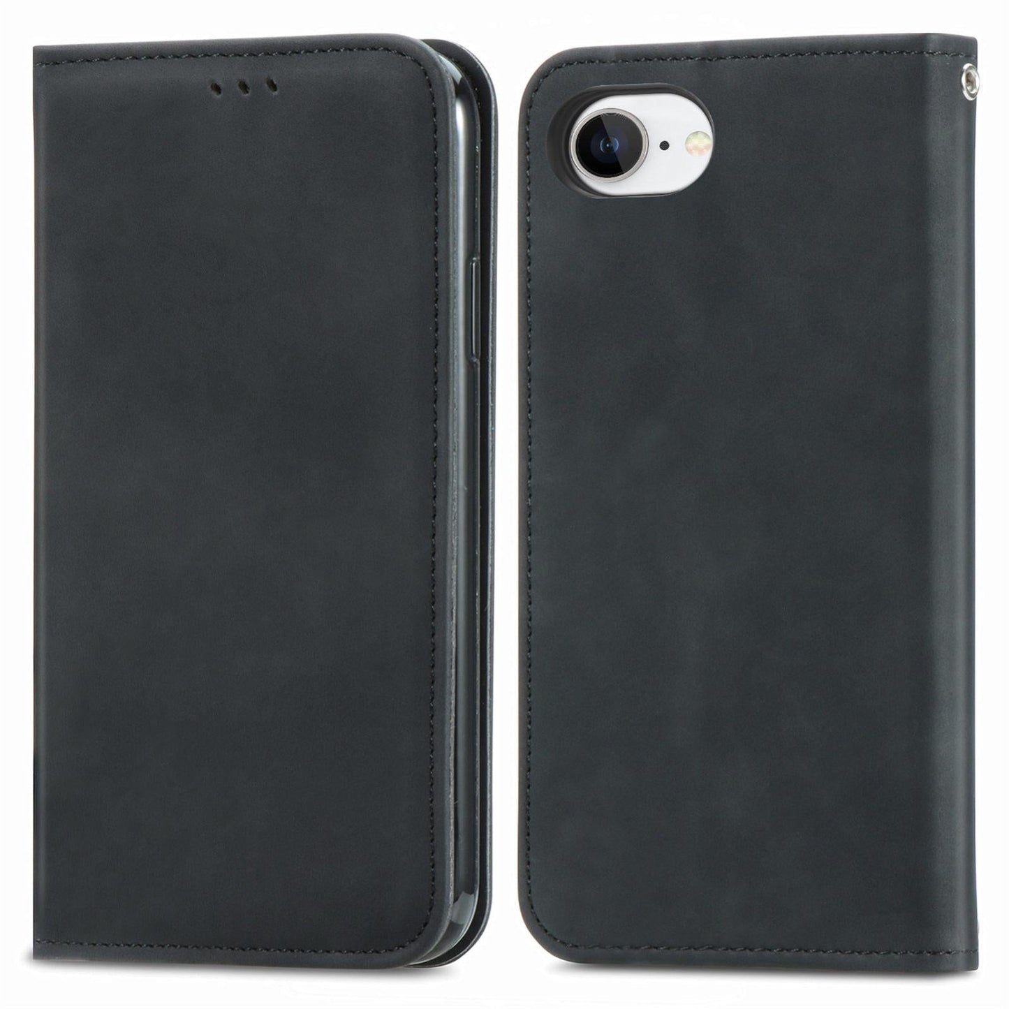 For iPhone 16e Retro Skin Feel Magnetic Flip Leather Phone Case(Black)