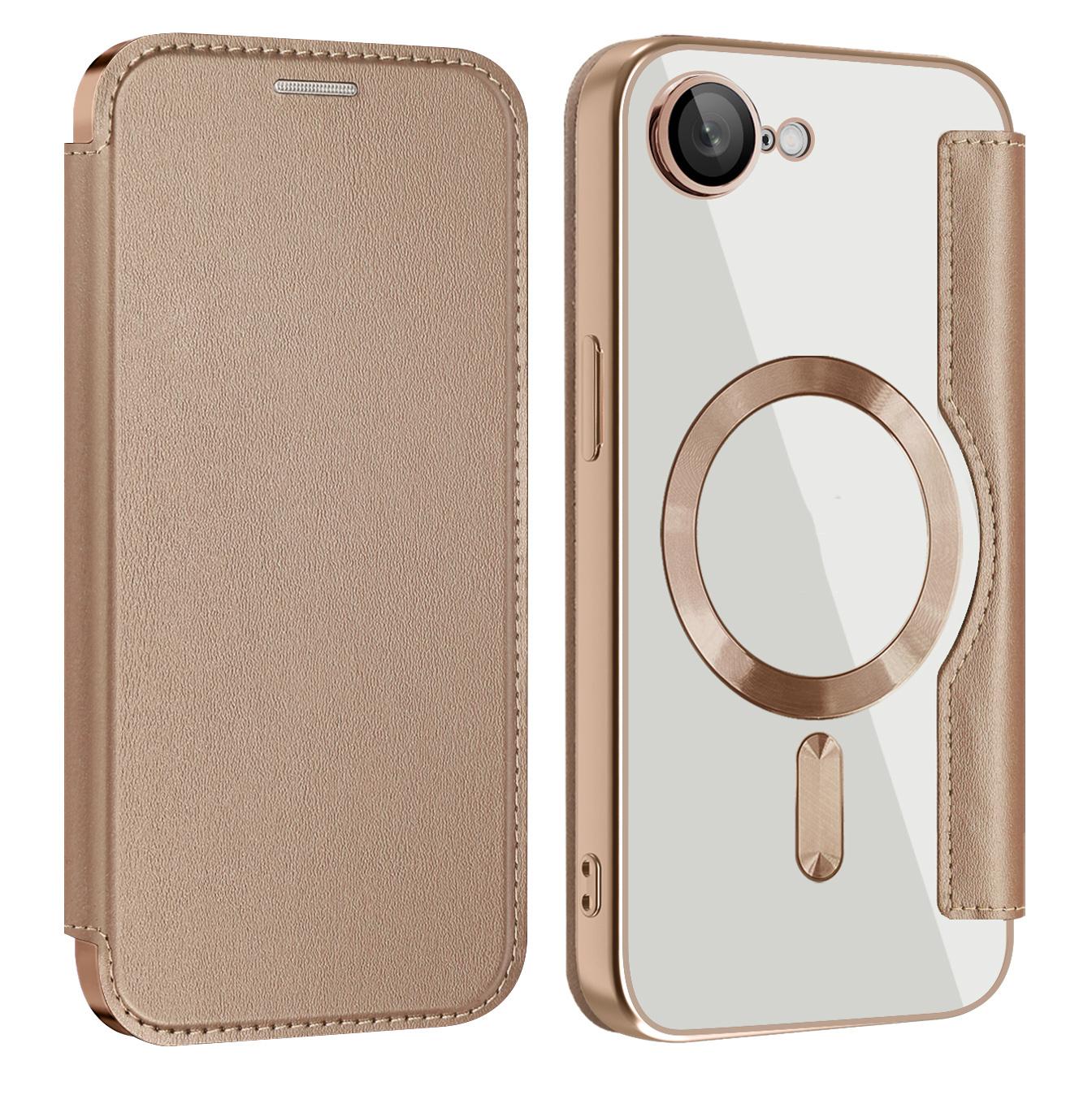 For iPhone 16e Shield MagSafe RFID Anti-theft Leather Phone Case(Desert Gold)
