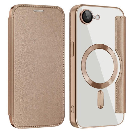 For iPhone 16e Shield MagSafe RFID Anti-theft Leather Phone Case(Desert Gold)