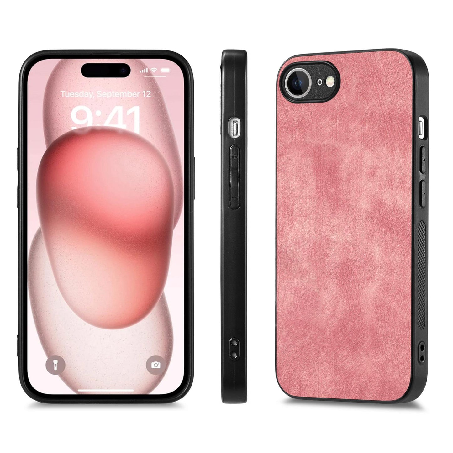For iPhone 16e Vintage Leather PC Back Cover Phone Case(Pink)