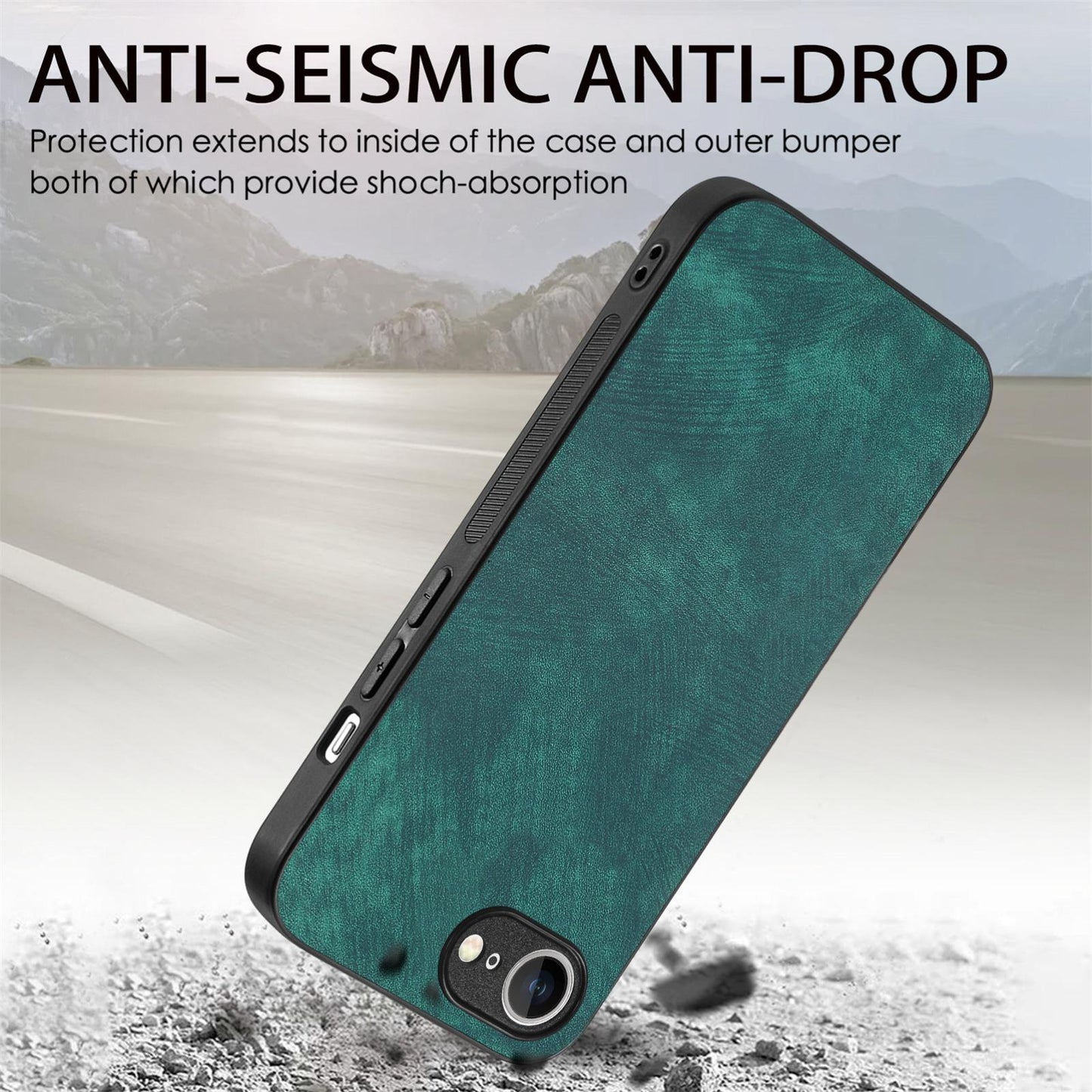 For iPhone 16e Vintage Leather PC Back Cover Phone Case(Green)