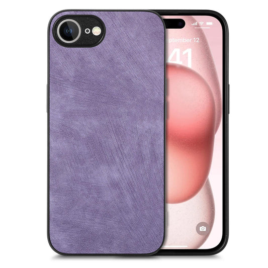 For iPhone 16e Vintage Leather PC Back Cover Phone Case(Purple)