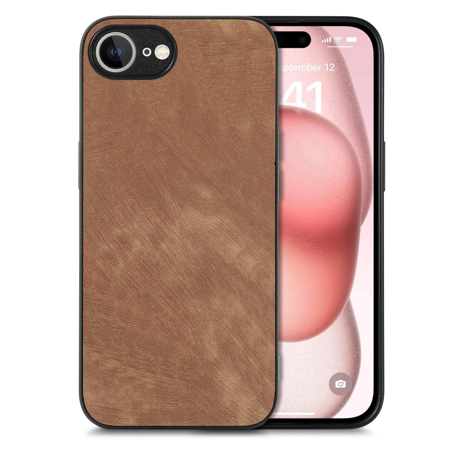 For iPhone 16e Vintage Leather PC Back Cover Phone Case(Brown)