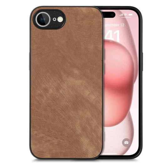 For iPhone 16e Vintage Leather PC Back Cover Phone Case(Brown)