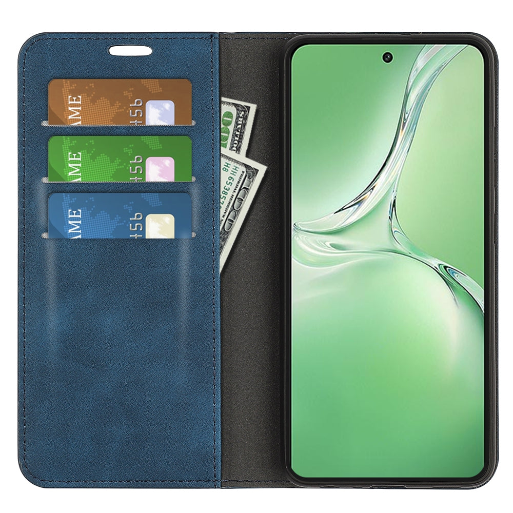 For OPPO K12 Retro-skin Magnetic Suction Leather Phone Case(Dark Blue)