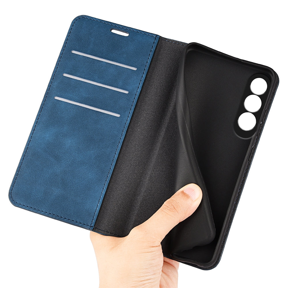 For OPPO K12 Retro-skin Magnetic Suction Leather Phone Case(Dark Blue)