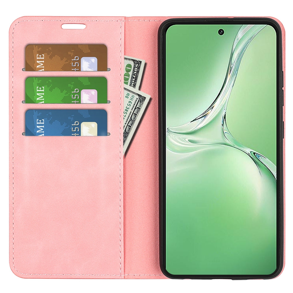 For OPPO K12 Retro-skin Magnetic Suction Leather Phone Case(Pink)