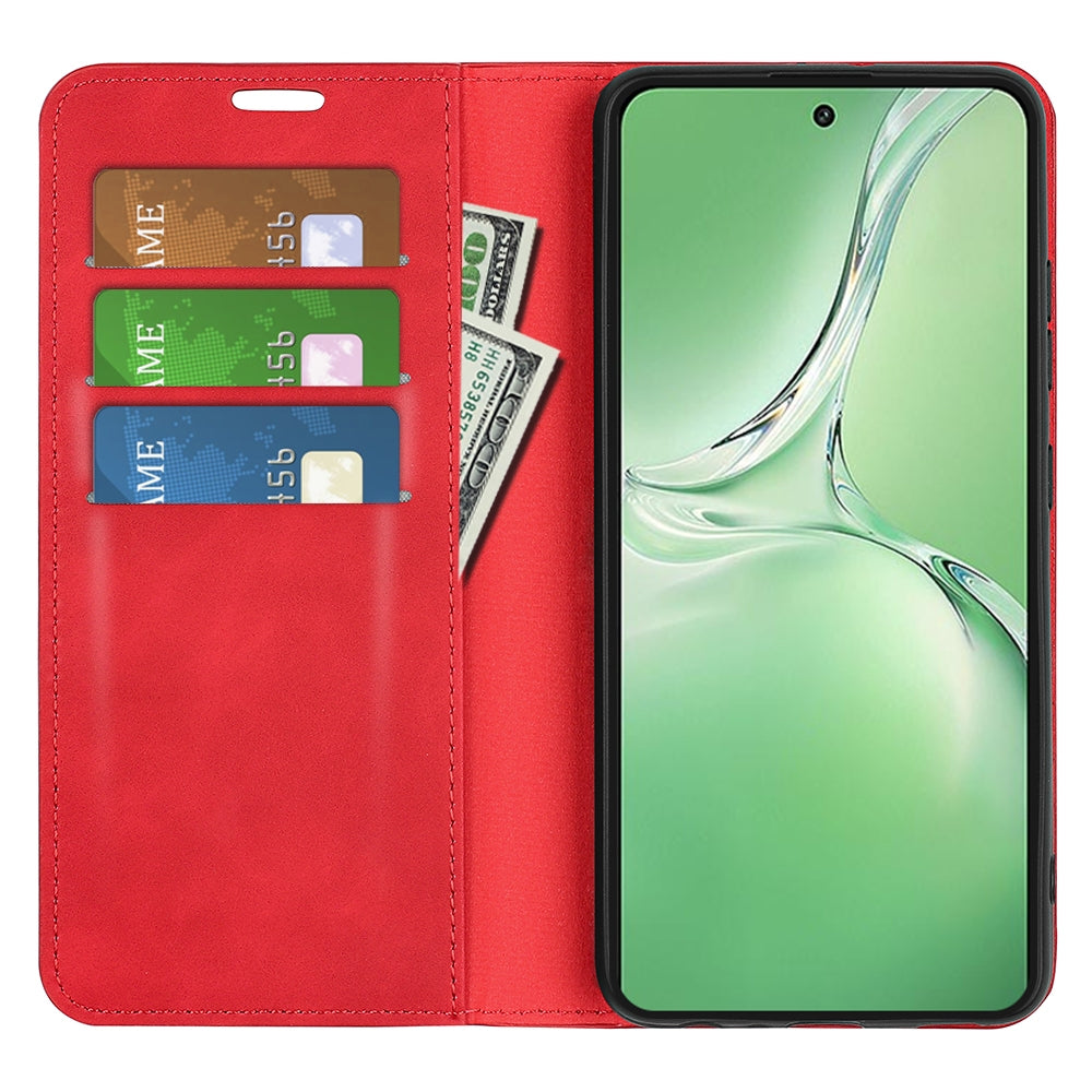 For OPPO K12 Retro-skin Magnetic Suction Leather Phone Case(Red)