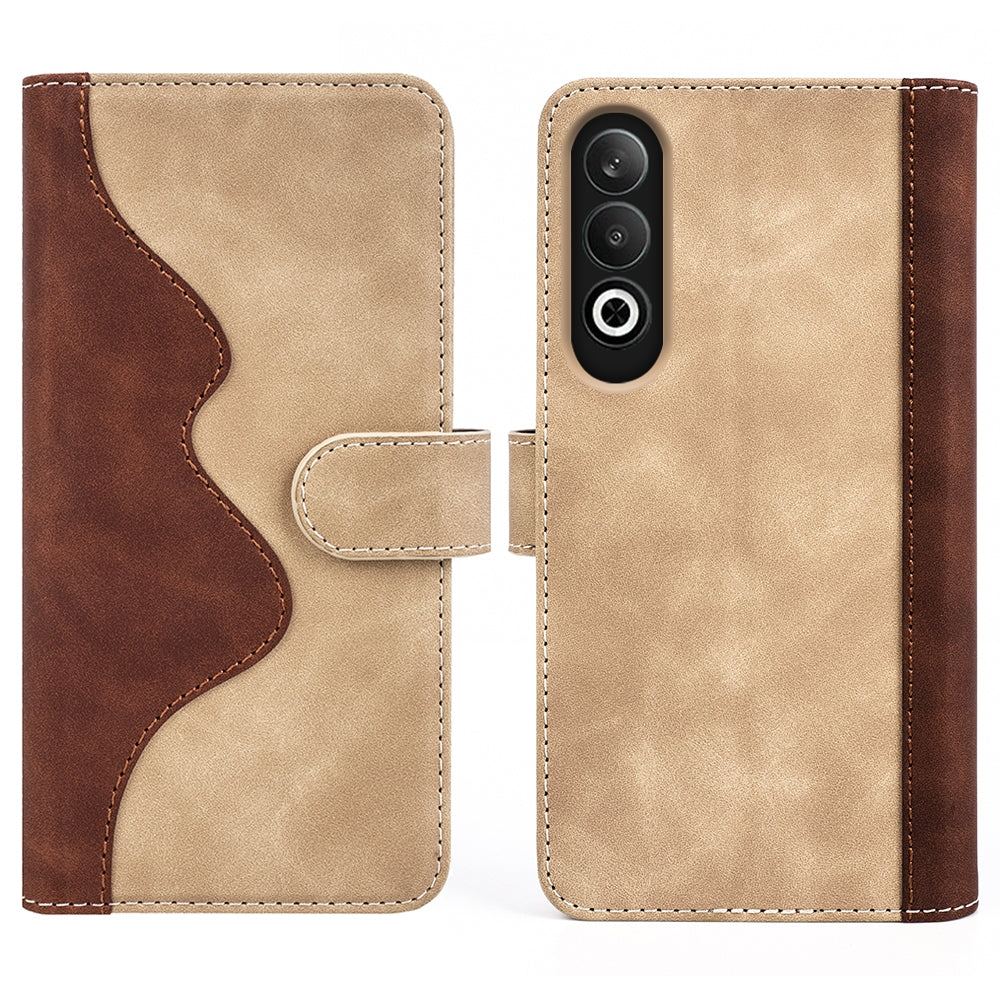 For OPPO K12 Stitching Horizontal Flip Leather Phone Case(Yellow)