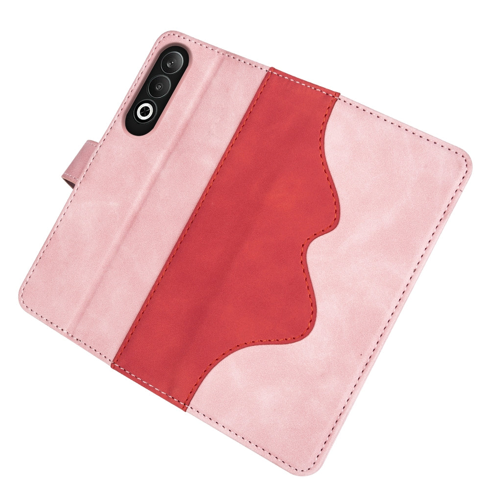 For OPPO K12 Stitching Horizontal Flip Leather Phone Case(Red)