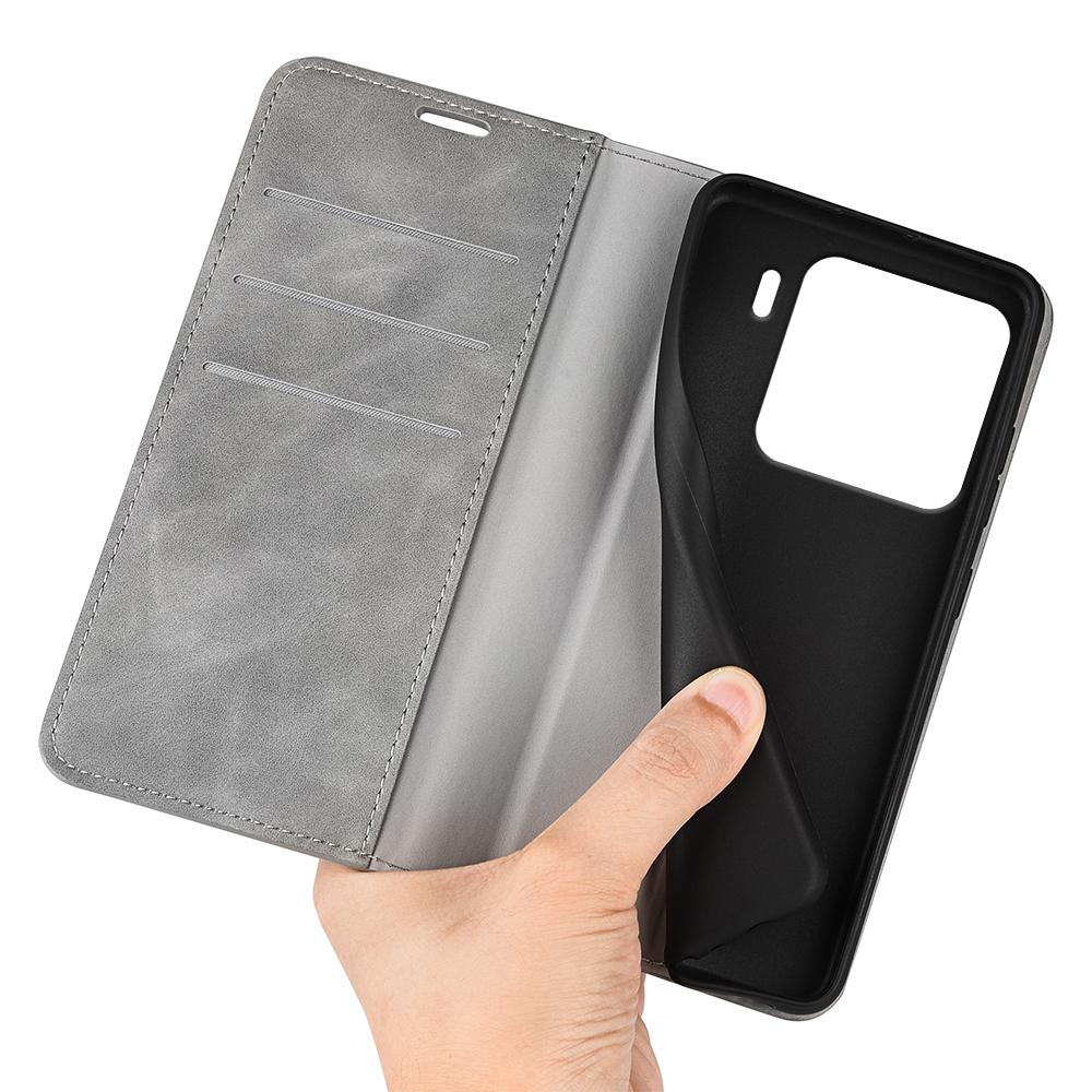For Xiaomi 15 Pro Retro-skin Magnetic Suction Leather Phone Case(Grey)