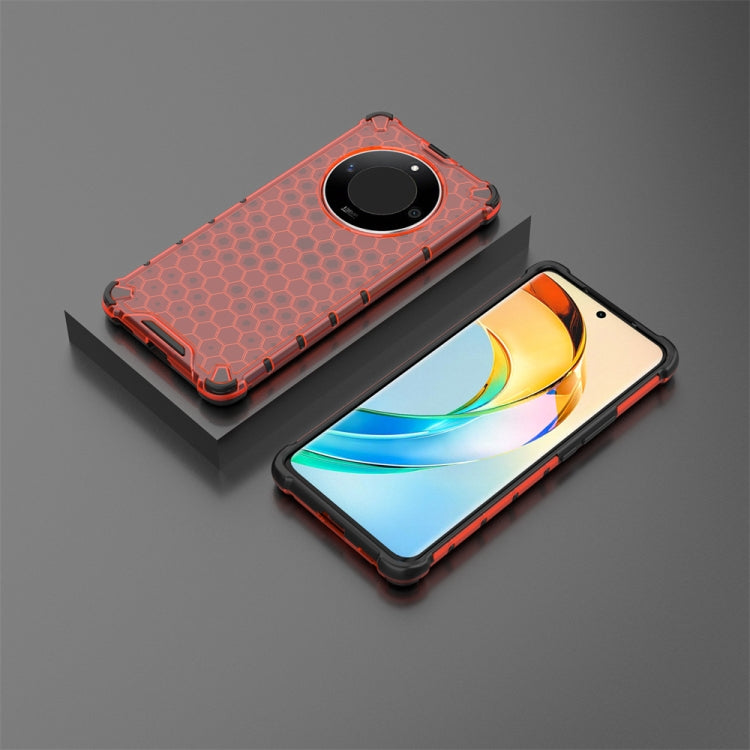 For Honor X9b Shockproof Honeycomb Phone Case(Red)