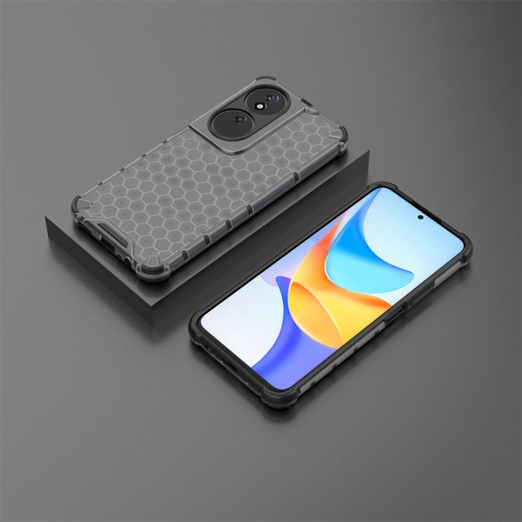 For Honor X7b Shockproof Honeycomb Phone Case(Black)