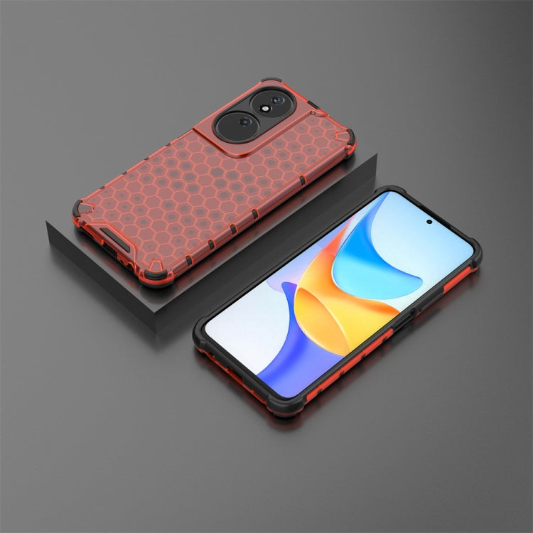 For Honor X7b Shockproof Honeycomb Phone Case(Red)