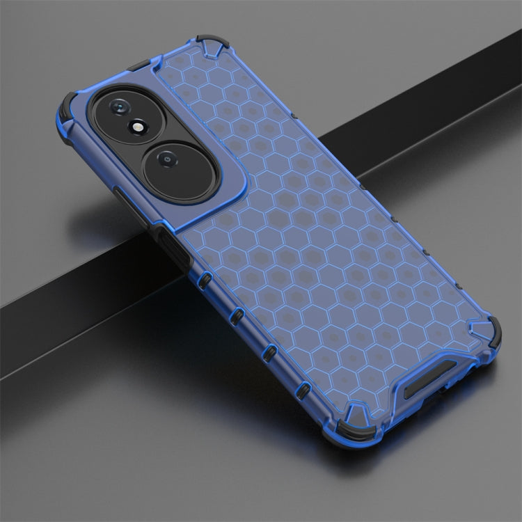 For Honor X7b Shockproof Honeycomb Phone Case(Blue)