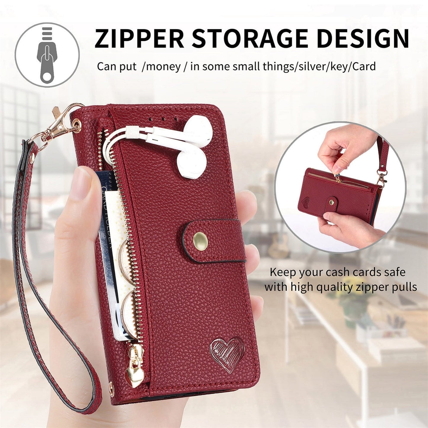 For Xiaomi 15 Pro Love Zipper Lanyard Leather Phone Case(Black)