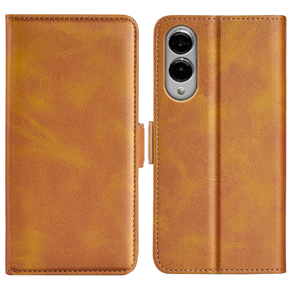 For Samsung Galaxy S25 Edge 5G Dual-side Magnetic Buckle Horizontal Flip Leather Phone Case(Yellow)