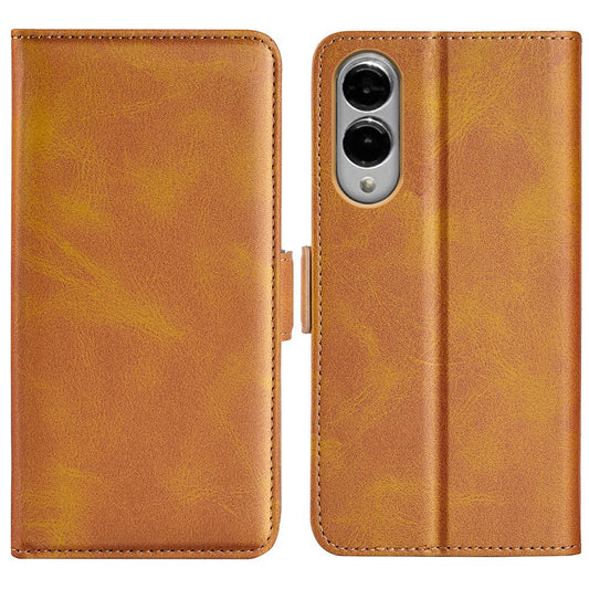 For Samsung Galaxy S25 Edge 5G Dual-side Magnetic Buckle Horizontal Flip Leather Phone Case(Yellow)