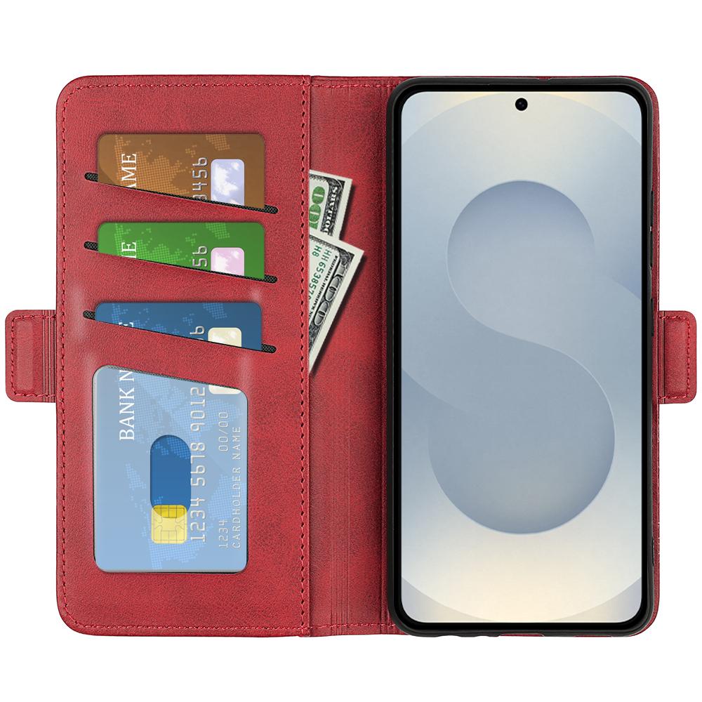 For Samsung Galaxy S25 Edge 5G Dual-side Magnetic Buckle Horizontal Flip Leather Phone Case(Red)