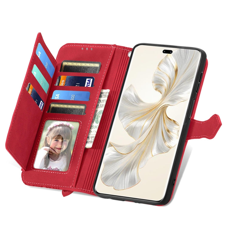 For Honor 100 Pro Embossed Flower Zipper Leather Phone Case(Red)