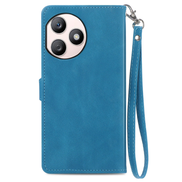 For Honor X50i+ Embossed Flower Zipper Leather Phone Case(Blue)