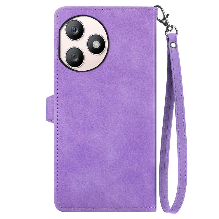 For Honor X50i+ Embossed Flower Zipper Leather Phone Case(Purple)