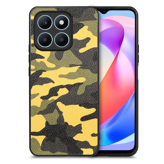 For Honor X6a Retro Camouflage Leather Back Phone Case(Yellow)