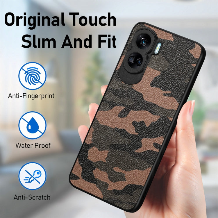 For Honor X6a Retro Camouflage Leather Back Phone Case(Yellow)