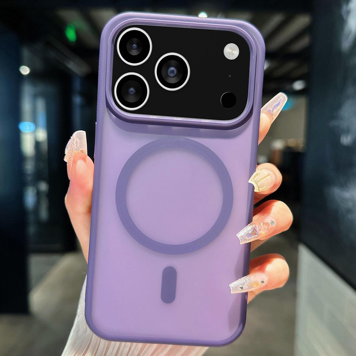 Compatible with iPhone 18 Pro Max Transparent TPU Dual-Layer PC Magsafe Phone Case - Purple