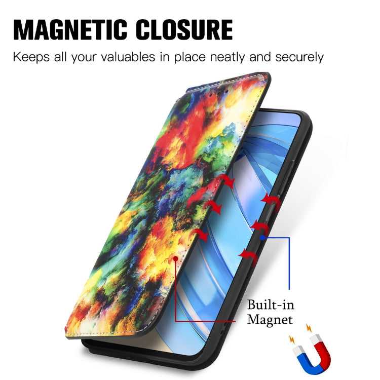For Honor X6a CaseNeo Colorful Magnetic Leather Phone Case(Colorful Cloud)