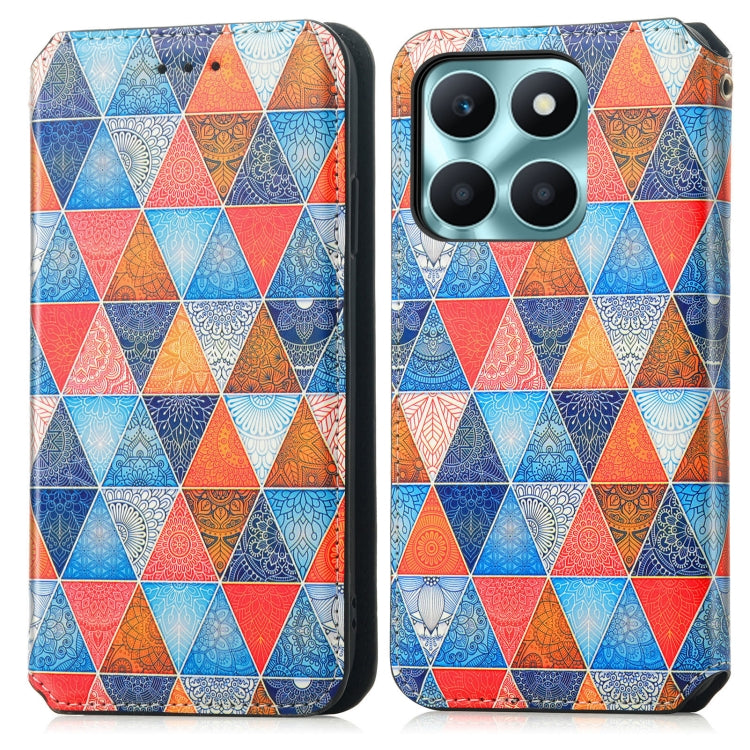 For Honor X6a CaseNeo Colorful Magnetic Leather Phone Case(Rhombus Mandala)