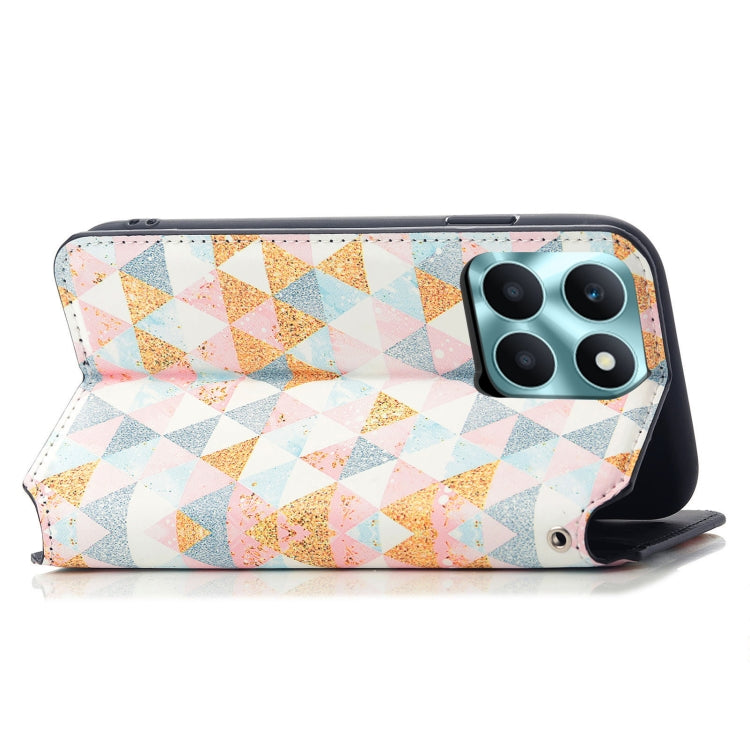 For Honor X6a CaseNeo Colorful Magnetic Leather Phone Case(Rhombus)