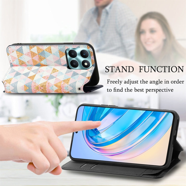 For Honor X6a CaseNeo Colorful Magnetic Leather Phone Case(Rhombus)