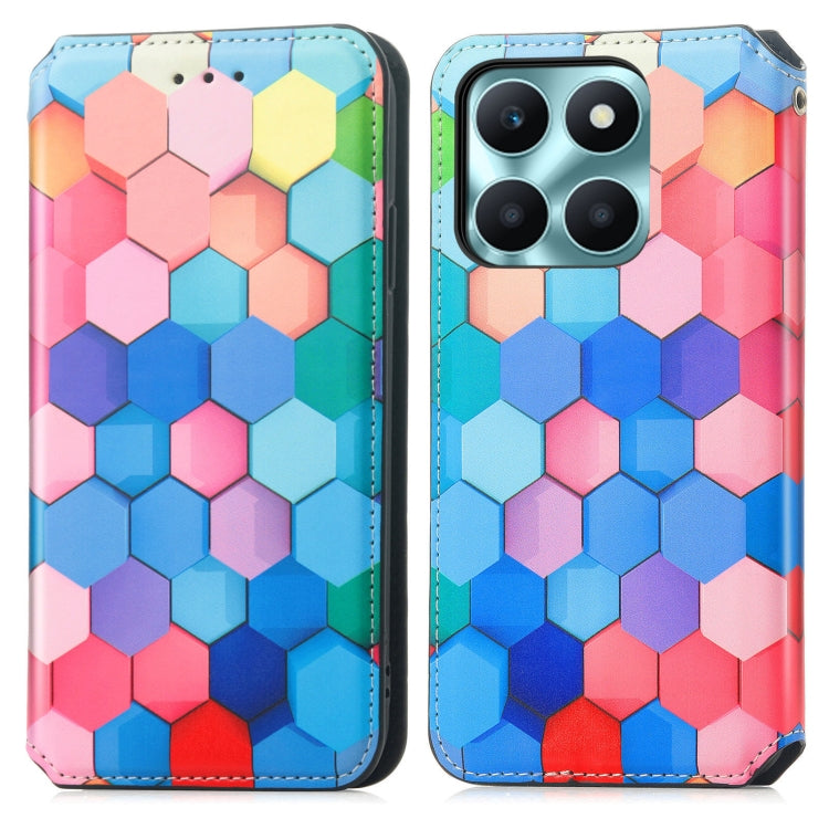 For Honor X6a CaseNeo Colorful Magnetic Leather Phone Case(Colorful Cube)