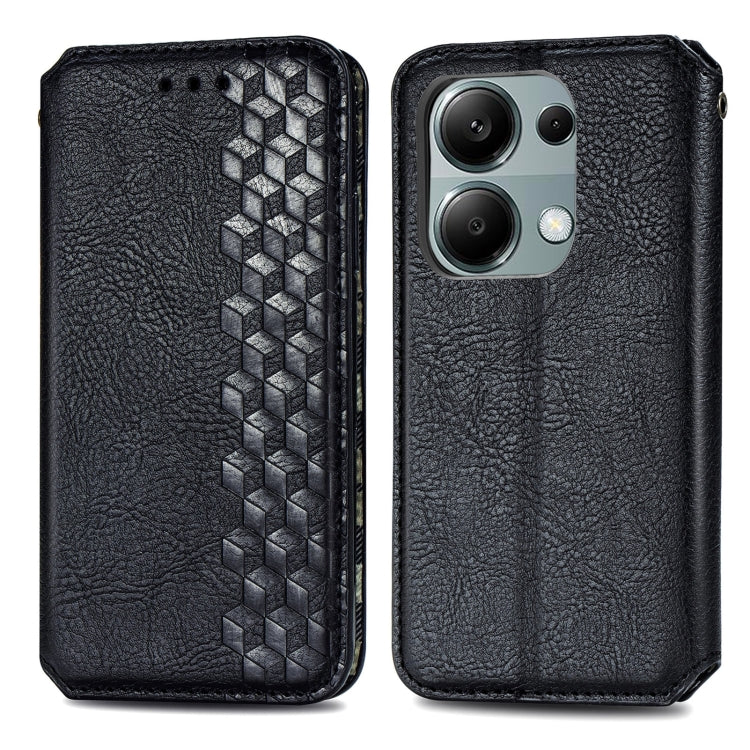 For Honor X9b Cubic Grid Pressed Magnetic Leather Phone Case(Black)