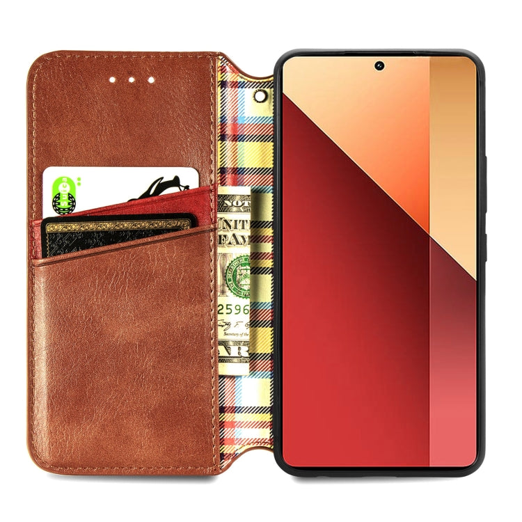 For Honor X9b Cubic Grid Pressed Magnetic Leather Phone Case(Brown)