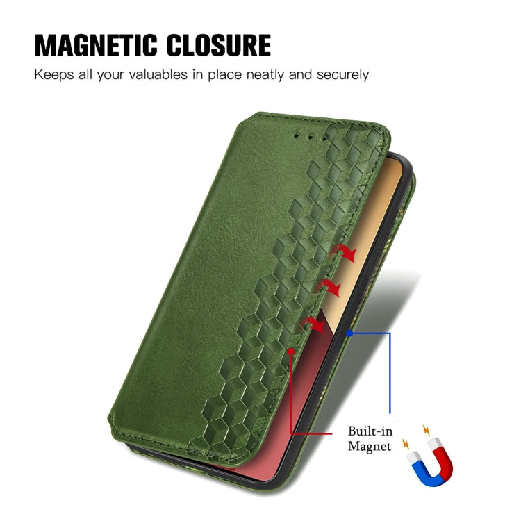 For Honor X9b Cubic Grid Pressed Magnetic Leather Phone Case(Green)