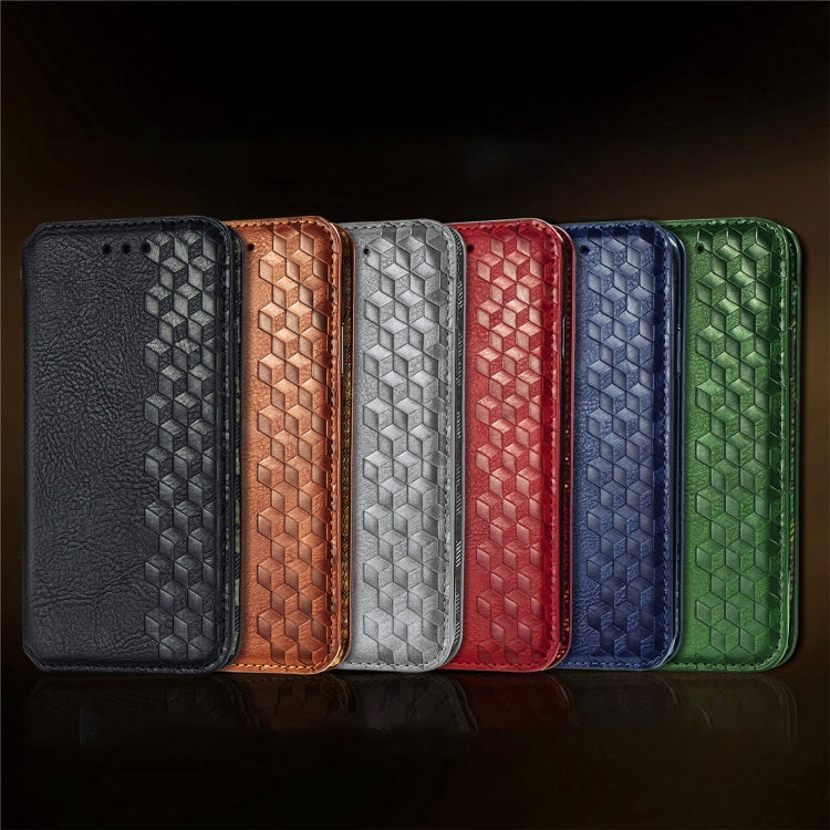 For Honor 100 5G Cubic Grid Pressed Magnetic Leather Phone Case(Black)