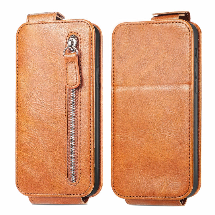 For Honor X50i 5G Zipper Wallet Vertical Flip Leather Phone Case(Brown)