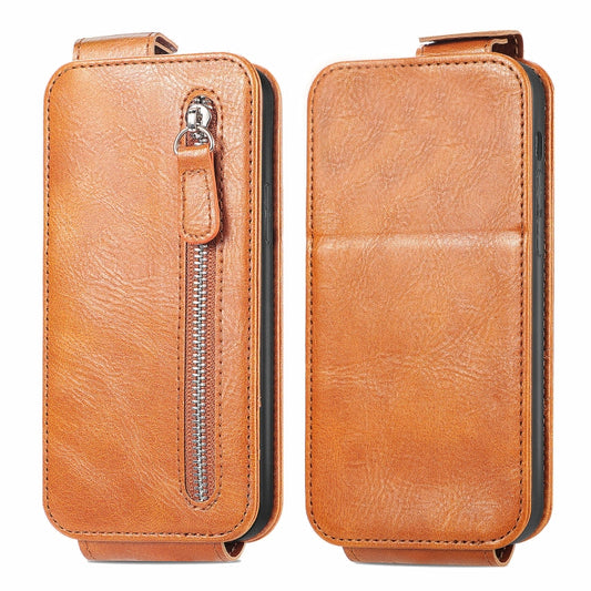 For Honor X50i 5G Zipper Wallet Vertical Flip Leather Phone Case(Brown)