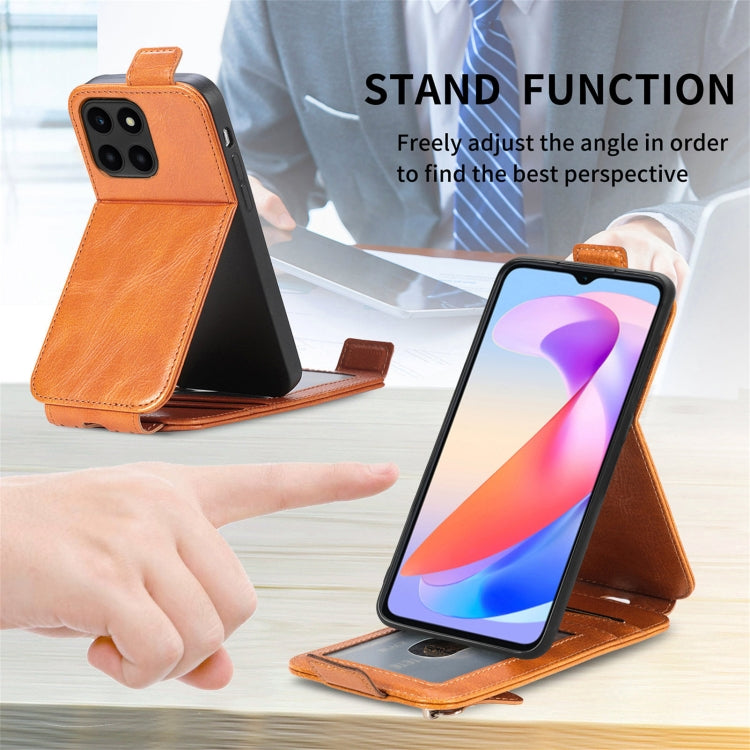 For Honor X9b Zipper Wallet Vertical Flip Leather Phone Case(Brown)