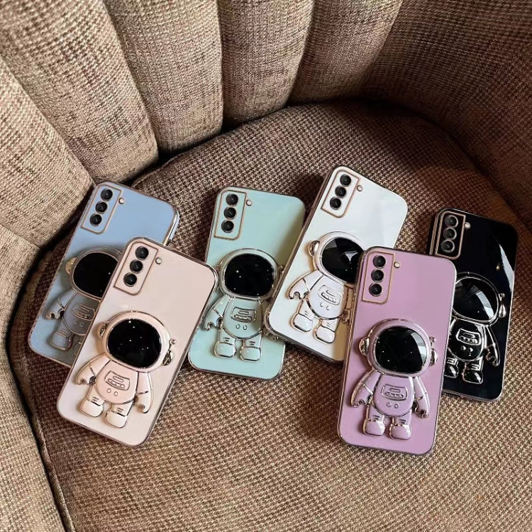 For Samsung Galaxy S24 5G Electroplating Astronaut Holder Phone Case(Pink)