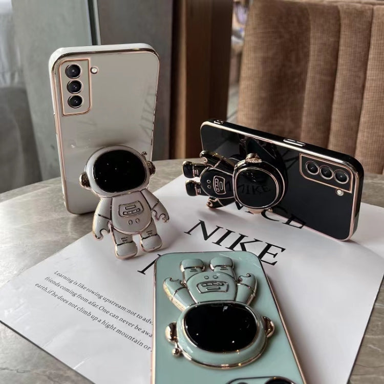 For Samsung Galaxy S24 5G Electroplating Astronaut Holder Phone Case(Black)