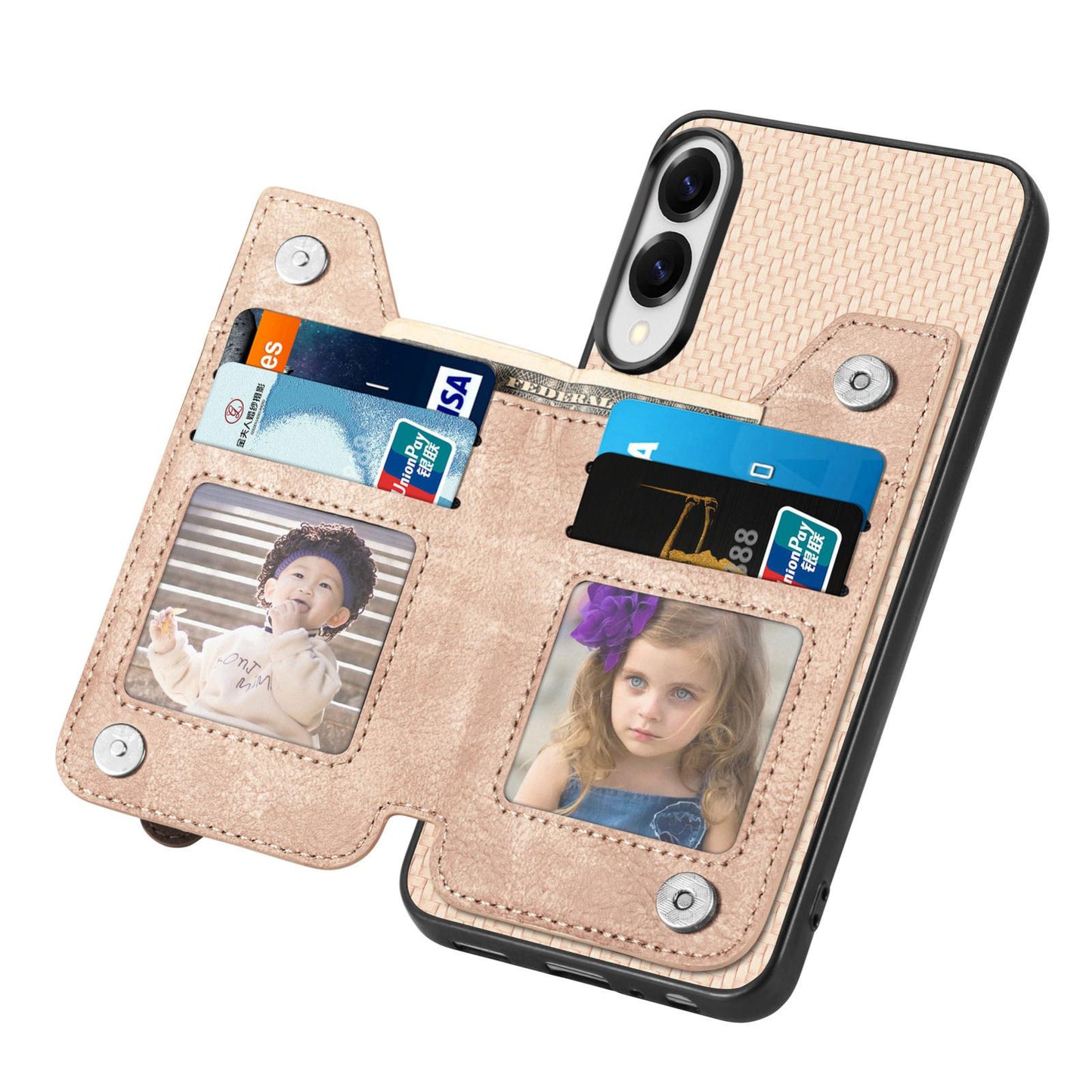 For Samsung Galaxy S25 Edge 5G Carbon Fiber Horizontal Flip Zipper Wallet Phone Case(Khaki)