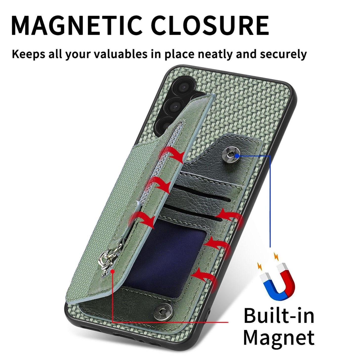 For Samsung Galaxy S25 Edge 5G Carbon Fiber Horizontal Flip Zipper Wallet Phone Case(Khaki)