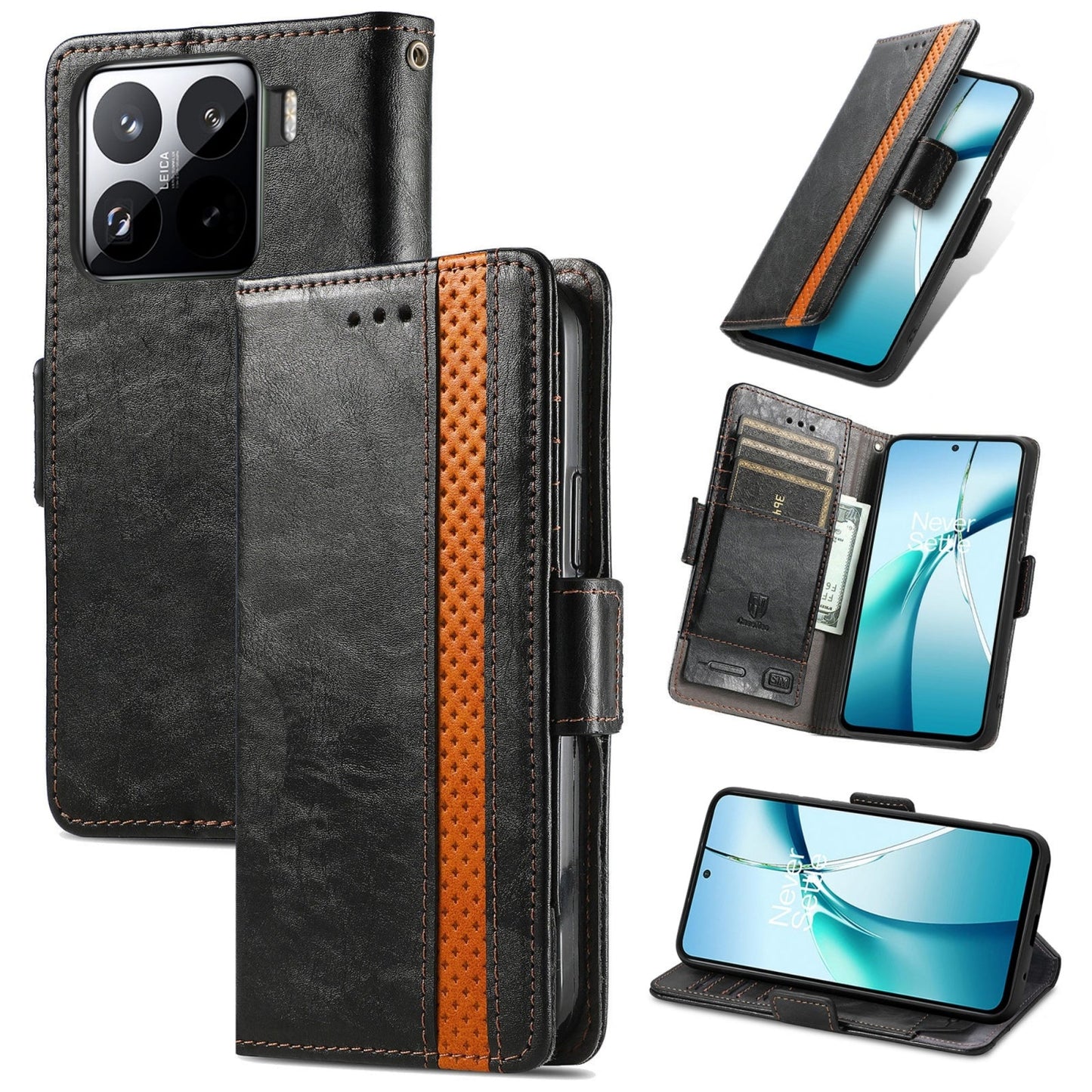 For Xiaomi 15 Pro CaseNeo Splicing Dual Magnetic Buckle Leather Phone Case(Black)
