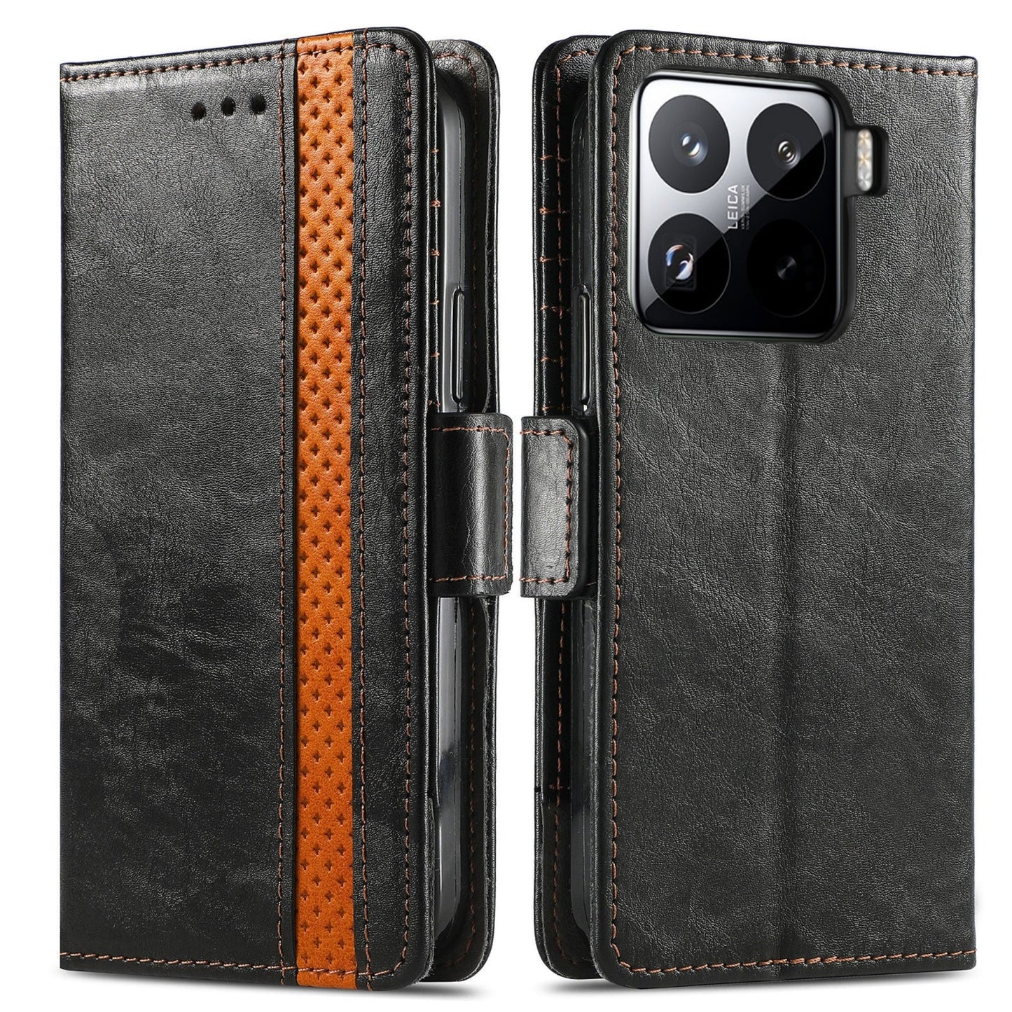 For Xiaomi 15 Pro CaseNeo Splicing Dual Magnetic Buckle Leather Phone Case(Black)