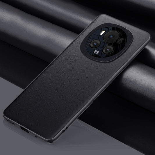 For Honor Magic6 Plain-leather All-inclusive Shockproof Phone Case(Black)